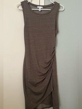 Leith (Nordstrom) Brown Sleeveless Ruched Mini Dress